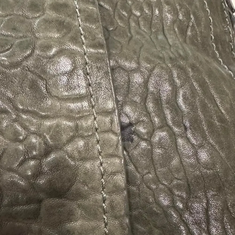 Olivia Harris Olive Green Genuine Leather City Satchel Boho Moto Bag